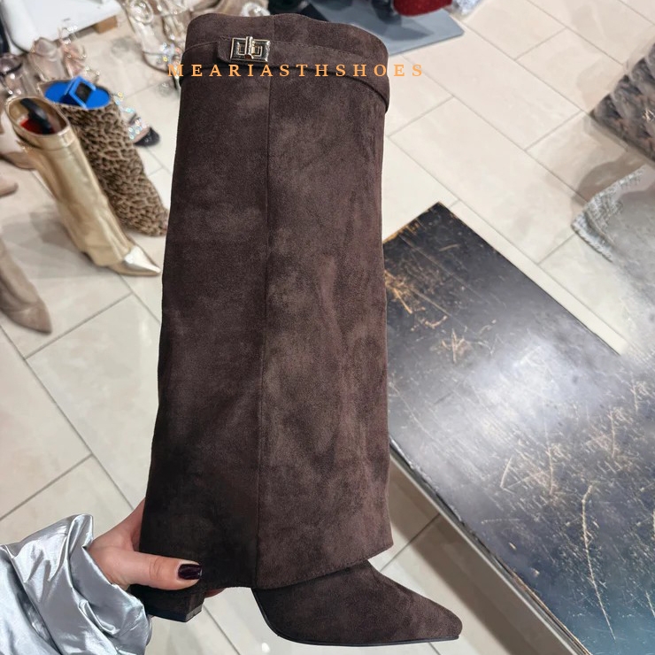 Street Fashion Winter 2025 - Vrouwen Dikke Hak Knie Hoge Laarzen