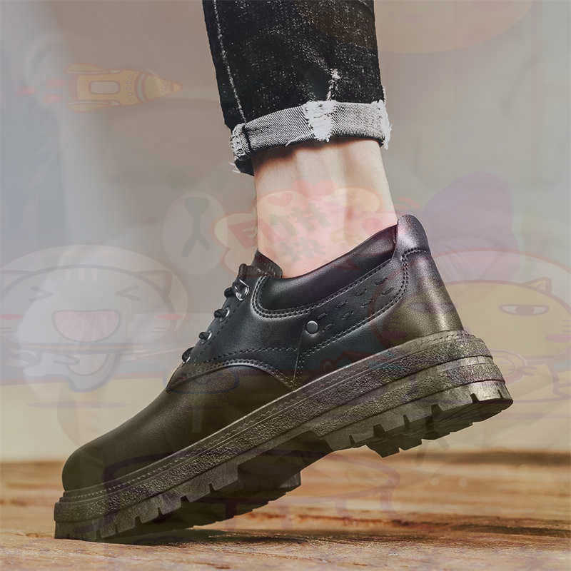Street Fashion Asian Men - Donker natuurlijk leer Mode-sneakers Tennis Herensneakers