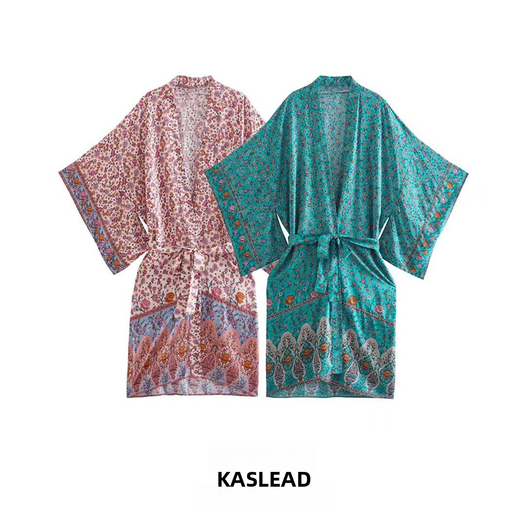 Street Fashion Kimono - KASLEAD Nieuwe damesmode Eenvoudige afslankende katoenen