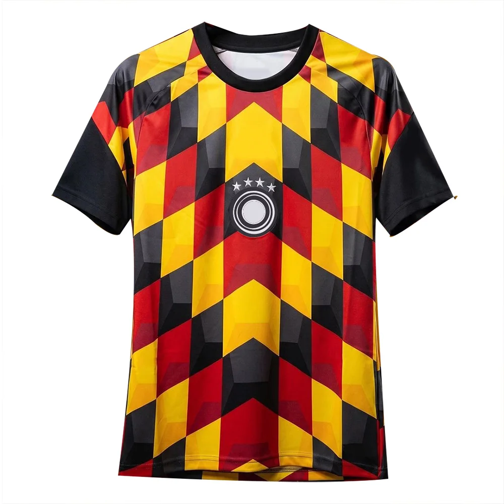 Street Fashion Germany - Unisex Duitsland zwart geruit voetbalshirt met
