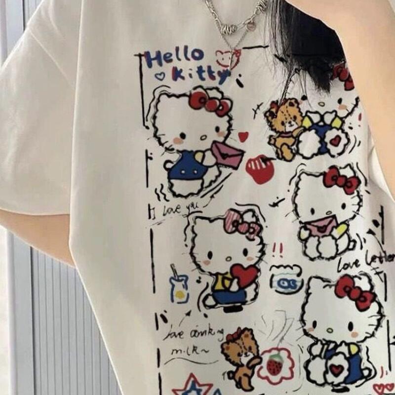 Street Summer Fashion - Korte mouwen zomer Hello Kitty graffiti