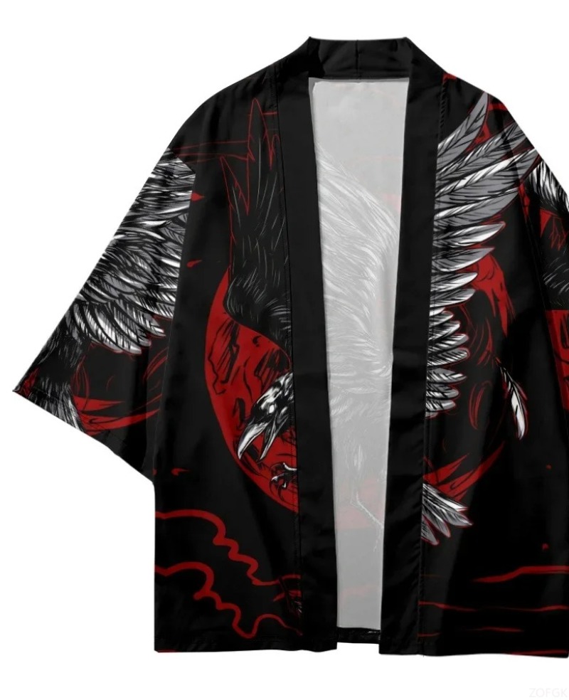 Mode Kraai Gedrukt Open Voorzi - Street Fashion Kimono recensie en prijs