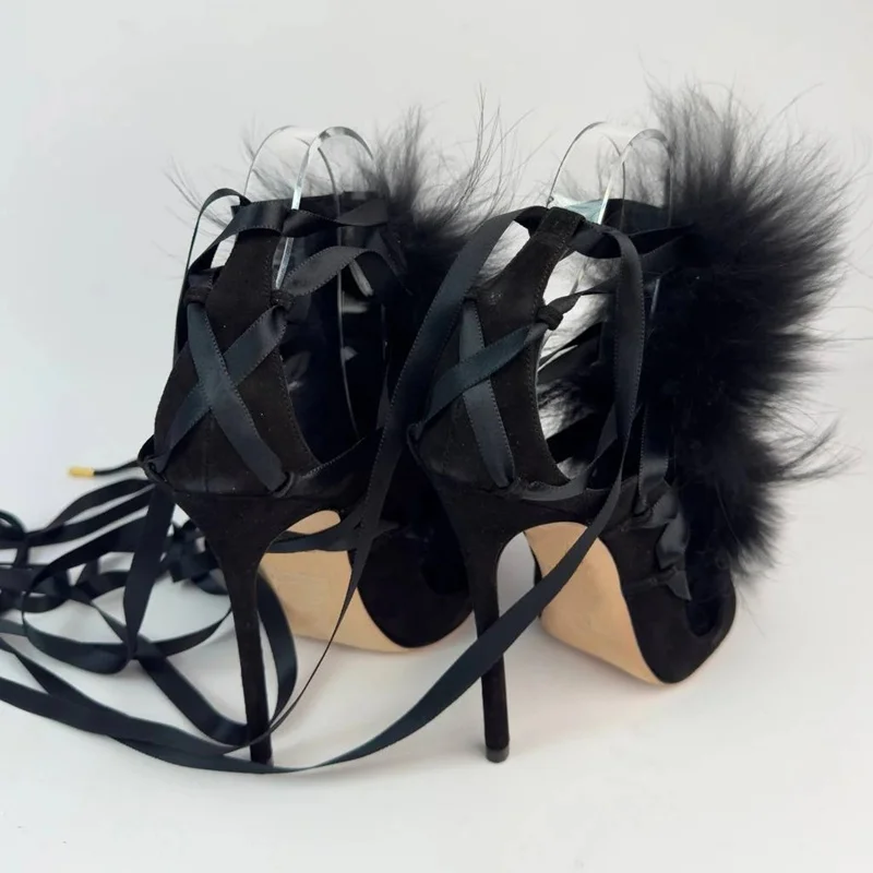 Vachtleren veter-sandalen met  - Street Fashion Outfit recensie en prijs