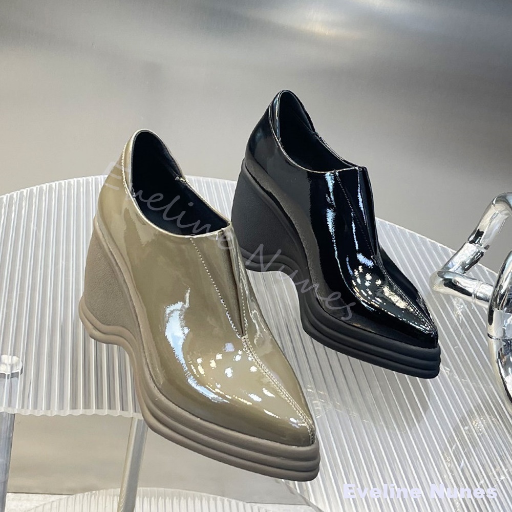 Patentleren V-hals spitse teen - Street Fashion Dress recensie en prijs