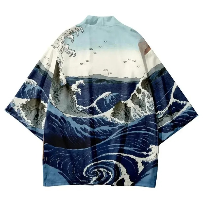 Modieuze golfprint traditionel - Street Fashion Kimono recensie en prijs