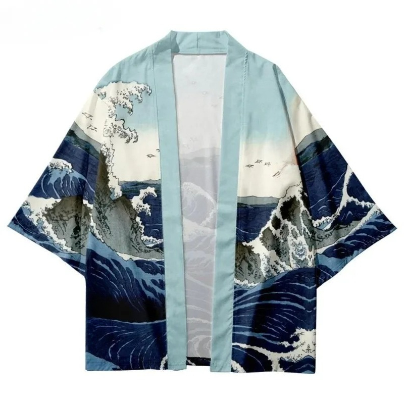 Modieuze golfprint traditionel - Street Fashion Kimono recensie en prijs