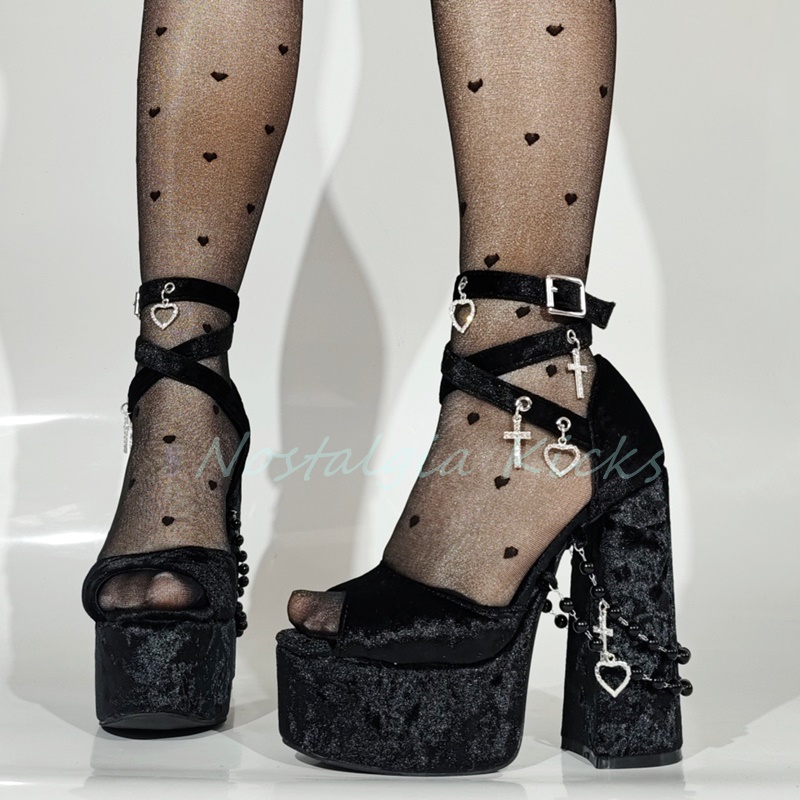 Gothic zwart fluwelen platform - Street Fashion Dress recensie en prijs