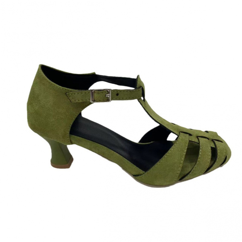 Dames Groene Suède Kitten Heel - Street Fashion Dress recensie en prijs