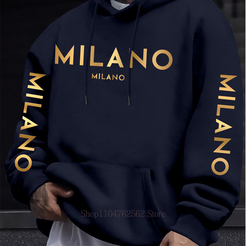 Milano Letter Print Hoodie voo - Street Fashion Milano recensie en prijs