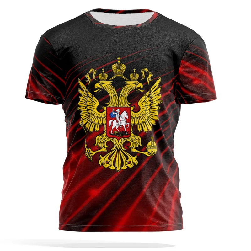 Russisch embleem print T-shirt - Street Fashion Russia recensie en prijs